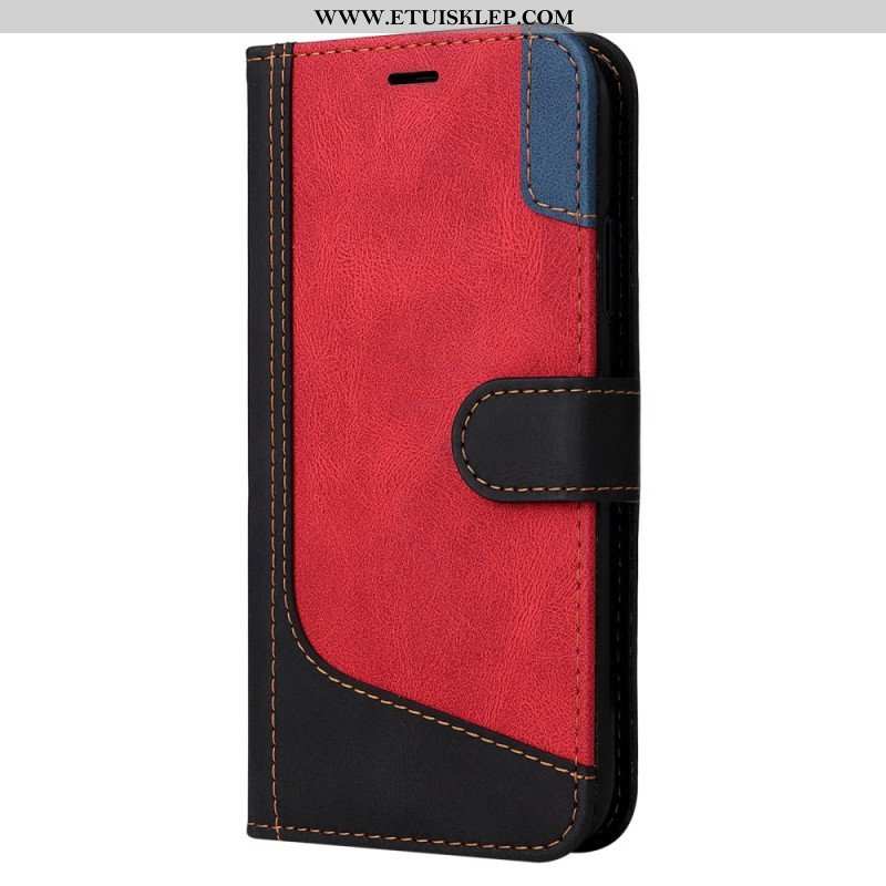 Etui Folio do Xiaomi 12T / 12T Pro z Łańcuch Trójkolorowy Pasek